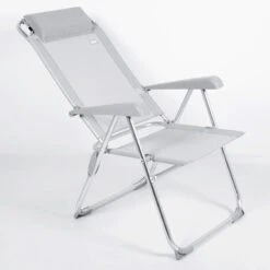 AKTIVE - Chaise Pliante Haute Avec Dossier Haut Réglable 5 Positions, Gris -Camping Série Magasin aktive chaise pliante haute avec dossier haut reglable 5 positions gris 2
