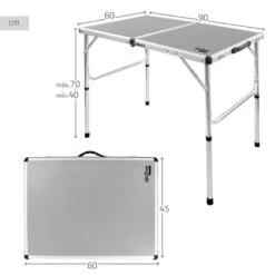 AKTIVE - Table De Camping Pliante, Réglable En 2 Hauteurs, 90x60x40/70 Cm, Gris -Camping Série Magasin aktive table de camping pliante reglable en 2 hauteurs 90x60x4070 cm gris 3