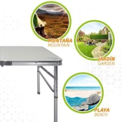 AKTIVE - Table Pliante Avec 2 Tabourets Et Poignée De Transpor, Gris -Camping Série Magasin aktive table pliante avec 2 tabourets et poignee de transpor gris 3