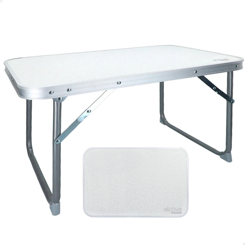 AKTIVE - Table Pliante . Table Basse Blanche En Aluminium - 40x60x40 Cm 1 AKTIVE - Table Pliante . Table Basse Blanche En Aluminium - 40x60x40 Cm