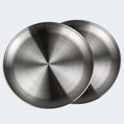 Assiette Plate De Camping | Diamètre Env. 23 Cm | Acier Inox | 2 Assiettes -Camping Série Magasin assiette plate de camping diametre env 23 cm acier inox 2 assiettes 3