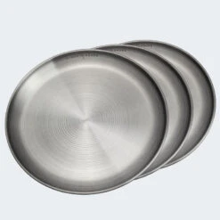 Assiette Plate De Camping | Diamètre Env. 23 Cm | Acier Inox | 3 Assiettes -Camping Série Magasin assiette plate de camping diametre env 23 cm acier inox 3 assiettes 2