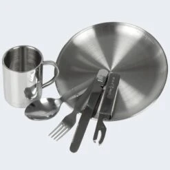Camping Assiette Plate, Couverts Et Tasse Isotherme Set | Acier Inoxydable -Camping Série Magasin camping assiette plate couverts et tasse isotherme set acier inoxydable 1