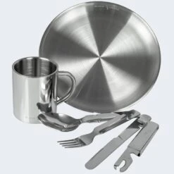Camping Assiette Plate, Couverts Et Tasse Isotherme Set | Acier Inoxydable -Camping Série Magasin camping assiette plate couverts et tasse isotherme set acier inoxydable 2