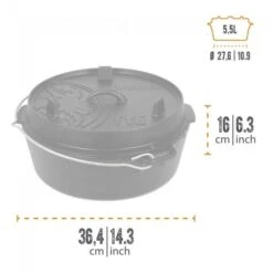 Petromax Dutch Oven FT6-6QT - Sans Pieds -Camping Série Magasin petromax dutch oven ft6 6qt sans pieds 2