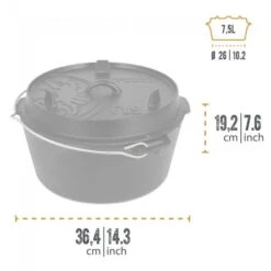 Petromax Dutch Oven FT9-9QT (Sans Pieds) Set - Poêle + Levier De Couvercle + -Camping Série Magasin petromax dutch oven ft9 9qt sans pieds set poele levier de couvercle 2