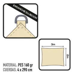 Voile D'ombrage Rectangulaire Aktive Garden Couleur Crème 6 Voile D'ombrage Rectangulaire Aktive Garden Couleur Crème -Camping Série Magasin voile dombrage rectangulaire aktive garden couleur creme 2